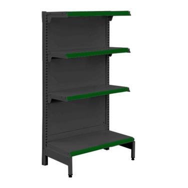 Imagem de Gôndola Prateleira Preta 4 Níveis 40x30 New Plus 1,40 Ponta Pe Verde - Sa Gôndolas