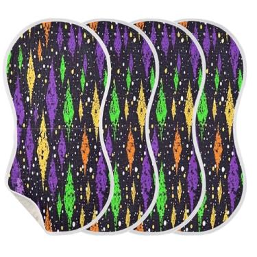 Imagem de Wassud Panos de musselina para bebês com estampa de bloco abstrato, 1 pacote com babadores de algodão, toalha de rosto absorventes e macios para arrotos para meninos e meninas recém-nascidos