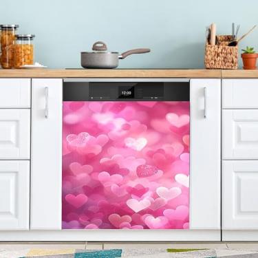 Imagem de ATTX Capa magnética para lava-louças dia dos namorados corações | Adesivo decorativo de eletrodomésticos de 58 x 66 cm para armários domésticos e eletrodomésticos #27