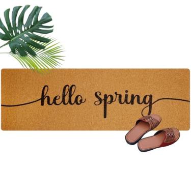 Imagem de Ninehaoou Capacho longo 121 x 40 cm, tapete de porta frontal para entrada interna, exterior, grande, decorativo, tapete de boas-vindas para entrada externa (Hello Spring)