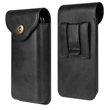 Imagem de Bolsa de couro para cinto para celular masculina compatível com Galaxy Z Fold 7/6/5/4/3/2/5G, Galaxy S22/S22+/S21 FE/S21/S21 Plus/S20 FE 5G/S20/S20+, suporte de cintura para viagem, coldre de cinto