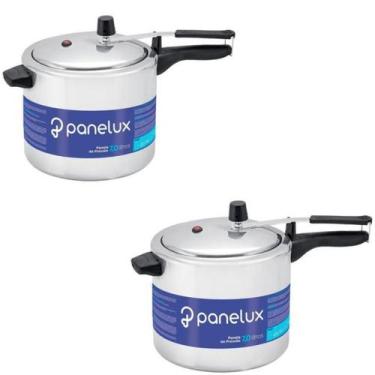 Imagem de Kit 2 Panela de Pressão Panelux Polida 7 Litros De Alumínio Polido Cla