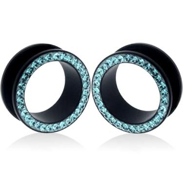 Imagem de (1 par) 8G, 3 mm, 6G, 4 mm, 4 g, 5 mm, 0G, 8 mm, 00 g, 10 mm, 26 mm, alargadores de orelha de zircônia cúbica, Acrílico,