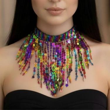 Imagem de Colar Gargantilha Franja Paetê Dança/ Carnaval - AB85 - Atelier Patric