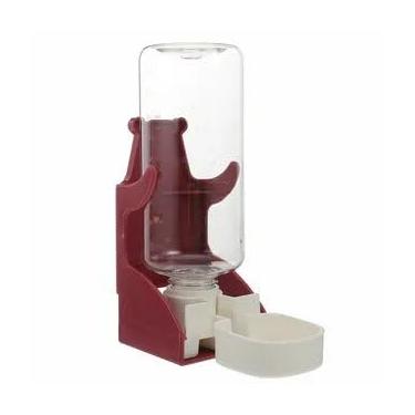 Imagem de Dispensador de água para animais de estimação pequeno para pendurar 500 ml, alimentador automático vermelho
