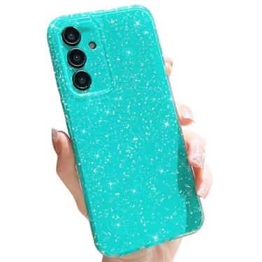 Imagem de MINSCOSE Capa com glitter para Samsung Galaxy S24 FE, linda estética brilhante, fina, à prova de choque, brilhante para Samsung Galaxy S24 FE para mulheres e meninas - verde menta neon
