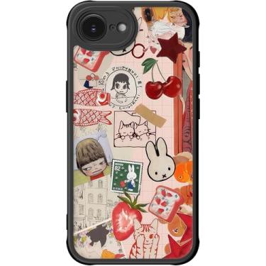 Imagem de DEENAKIN Capa para iPhone 16e fofa, capa rígida floral estética, compatível com Magsafe, capa de telefone fina protetora moderna exclusiva retrô coquete ocidental para mulheres e meninas, colagem