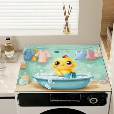 Imagem de Capas de lavadora e secadora tapete protetor de topo antiderrapante capa de máquina de lavar roupa, almofada protetora de secagem rápida à prova de poeira para lavadora e secadora, decoração de casa