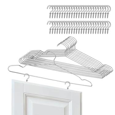 Imagem de DAZZLING FLAMES Rack de exibição de pintura de porta de aço inoxidável 304 pacote com 10 prateleiras de tinta spray para porta de armário com 50 ganchos de parafuso galvanizados, ganchos de porta de