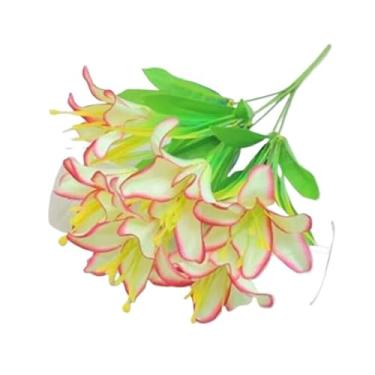 Imagem de Enfeites Decorativos com Lírios Artificiais para Casa, Flores Decorativas para Mesa, Restaurantes e Ambientes Internos(Bordas amarelas e vermelhas)