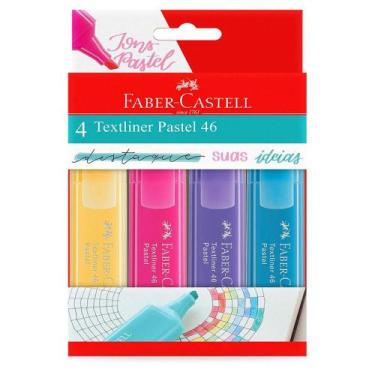 Imagem de Marca Texto Pastel Textliner 46 com 4 Cores Faber Castell