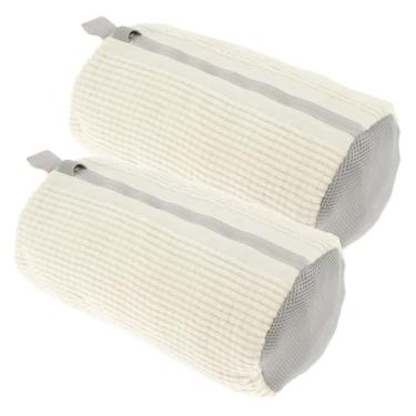 Imagem de 2 peças saco de lavagem de sapatos, rede de roupa de algodão, sacos de lavagem fofos, organizador antideformação, bolsa de sapato removível para uso doméstico (branco)