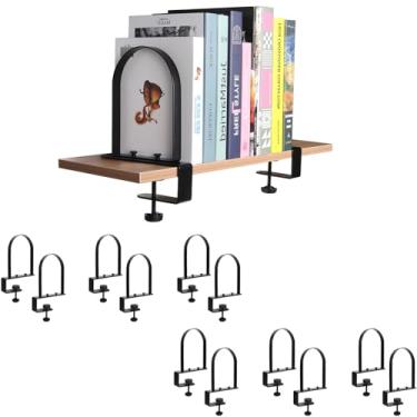 Imagem de WOMACO Terminais de livro para livros pesados, suporte de livros resistente para prateleiras, suporte de metal antiderrapante super estável para CDs, discos de vinil (preto, 6 pares)