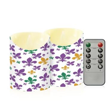 Imagem de Wassud Pacote com 2 velas sem chama de lírio de carnaval com controle remoto, velas realistas cintilantes com temporizador, velas decorativas para Natal, casamento, festa, decoração de casa pequena