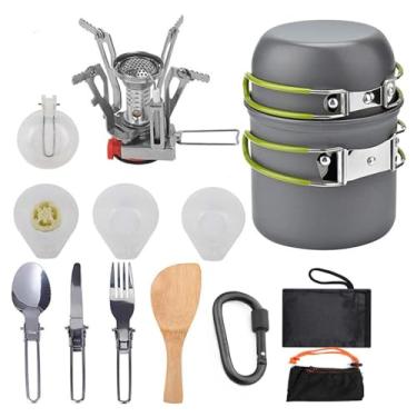 Imagem de Conjunto de utensílios de cozinha kit de panelas de piquenique conjunto de panelas de acampamento kit de panelas ao ar livre kit de panelas portátil conjunto de panelas de alumina conjunto de panelas