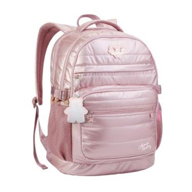 Imagem de Mochila Costas Lorena Queiroz Metalizada Color Up Escolar Cor:Rosé - S