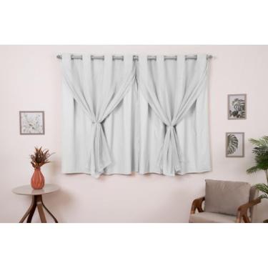 Imagem de Cortina Com Blackout Janela Varios Tamanhos Sala/Quarto Blackout PVC com Tecido (Branco,2,00 Largura X 1,40 Altura)