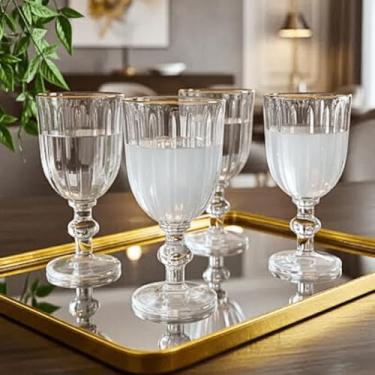 Imagem de Taça Agua Vinho Vidro Borda Dourada 260ml Filete