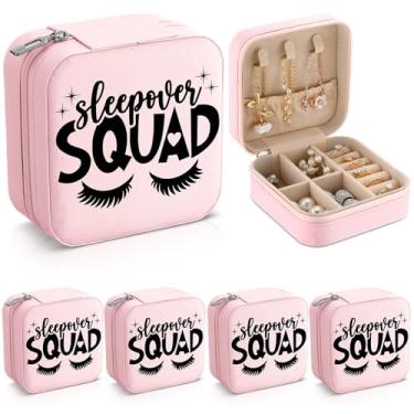 Imagem de Tondiamo 6 peças de artigos de festa do pijama de spa para mulheres, presente do pijama, estojo de joias rosa esquadrão a granel, coisas para festa do pijama, pequena caixa de suporte de joias