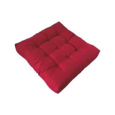 Imagem de Almofada Futon para Assento 50x50cm com Corda Tecido Oxford Macia e Confortável para Cadeira Banco e Pallet(Vinho)