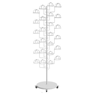 Imagem de Rack de armazenamento móvel independente com rodas – suporte de exibição de pegboard e chapéu de caubói de várias camadas – conveniente organizador de garagem e prateleira de árvore de chapéu