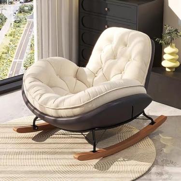 Imagem de Cadeira reclinável estofada, cadeira de balanço de berçário, cadeira de balanço moderna com encosto alto, cadeira planadora para amamentação, para sala de estar/quarto/berçário (100 * 101 * 72 cm/39,4