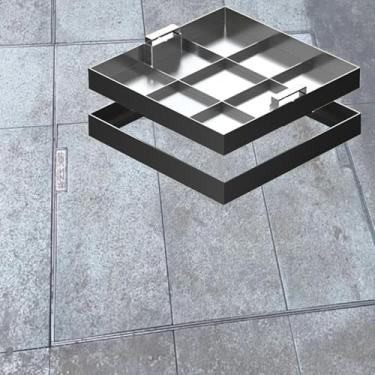 Imagem de Tampa de bueiro invisível de aço inoxidável 304 com alças retráteis, capa de bacia de esgoto com suporte de carga forte para docas/garagem, tampas de fossas sépticas personalizáveis (29,1 x 29,1 pol