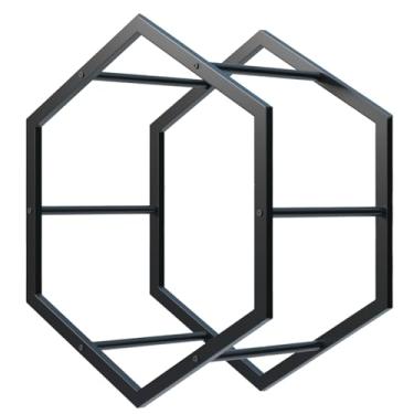 Imagem de Rack de pneu de aro para garagem, salão de comércio doméstico oficina de reparação de automóveis suporte hexagonal, suporte organizador de rodas com base de ferro triangular (tamanho: preto - 68 x 39