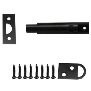 Imagem de Kyuionty Parafuso de porta de latão sólido 7,6 cm, trava deslizante oculta preta resistente para portas e janelas, armário de madeira, com parafusos