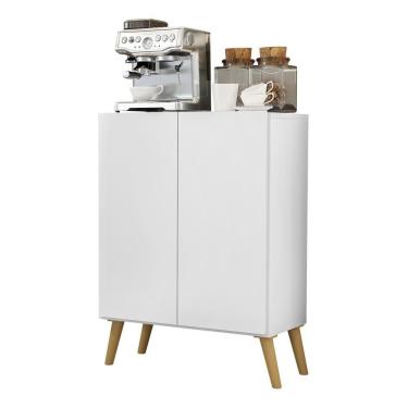 Imagem de Aparador Buffet 2 Portas Retrô Veneza Multimóveis V3609 Branco/Natural Branco/Natural