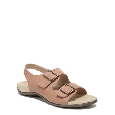 Imagem de Vionic Sandália de viagem feminina Rest Albie com tiras - Sandálias ortopédicas femininas de suporte que incluem três zonas de conforto com suporte de arco - Sandálias planas para mulheres, tamanho médio e largo 5-12, Macarão, 9 Wide