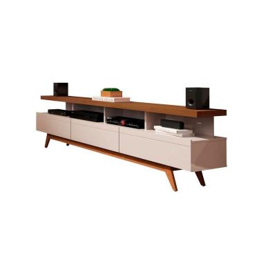 Imagem de Rack Para Tv Vivare Wood 1.8 Off White Com Freijó - Germai Móveis