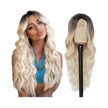 Imagem de Peruca Sintética Cacheada Ondulada De 28 Polegadas Com Renda, Resisten