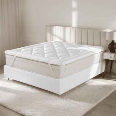 Imagem de Pillow Top Protetor de Colchão Casa Dona 400 Fios 100% Algodão Hipoalérgico Premium Solteiro Casal Queen e King