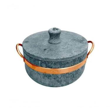 Imagem de Panela De Pressão Em Pedra Sabão Com Alça De Cobre 3,6 Ltrs