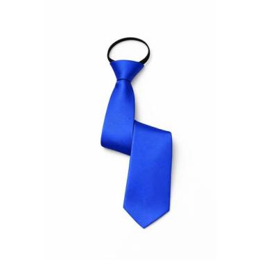 Imagem de Gravata Com Zíper Nó Pronto Regulável Infantil Risco fino Cor:Azul roy