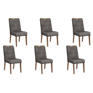 Imagem de Kit 6 Cadeiras De Cozinha Bia 6 Un Freijó Suede Lunar