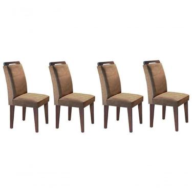 Imagem de Kit 4 Cadeiras Sala Jantar Athenas 4 Un Capuccino/linho Bege - Rufato