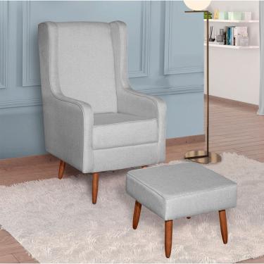 Imagem de Poltrona Amamentacao Retro Pe Palito Com Puff Movellu Home