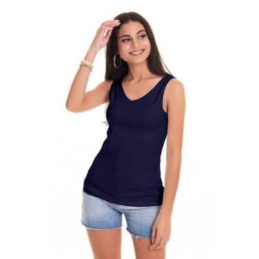 Imagem de Regata Ribana Canelada 2x1 Elastano Decote "V" - Serena-Feminino