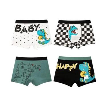 Imagem de Cuecas Boxer De Algodão Para Crianças 4PCS Com Estampa De Veículos E D