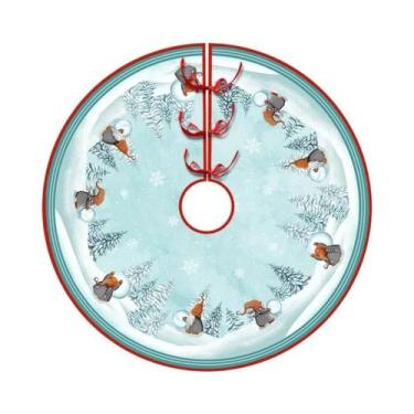 Imagem de Tapete Grande Para Árvore De Natal 90/120cm Com Decoração De Papai Noe