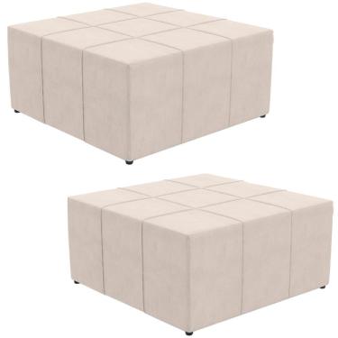 Imagem de Kit 02 Puffs Quadrado Milano 90x90 W01 Suede Bege