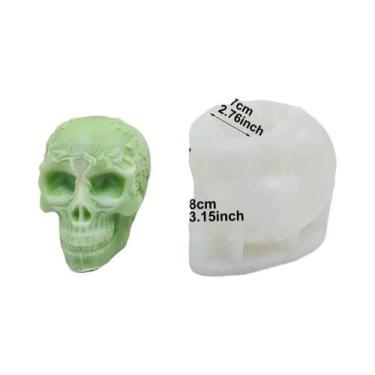 Imagem de Molde De Silicone Para Vela De Halloween Em Formato De Rosa, Caveira E