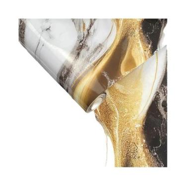 Imagem de Papel De Parede PVC Autoadesivo Imitação De Mármore Dourado Impermeáve