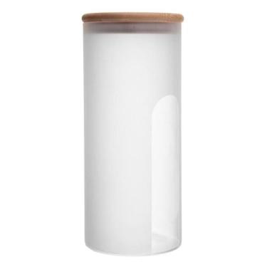 Imagem de Pote Tampa de Bambu Frosted 23cm Vidro Boro - Wolff