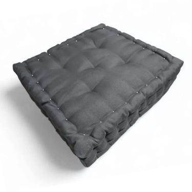 Imagem de Almofada Turca Futon Cadeiras Bancos áreas 60x60 Cm Cinza Escuro