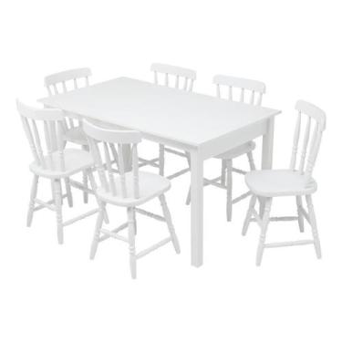 Imagem de Mesa De Jantar Ditália Com 6 Cadeiras Ja-225 Branco - DITÁLIA MÓVEIS