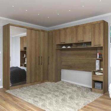 Imagem de Guarda Roupa Casal Modulado Espelho Cp06 Delphi Avelã L01 - Mpozenato