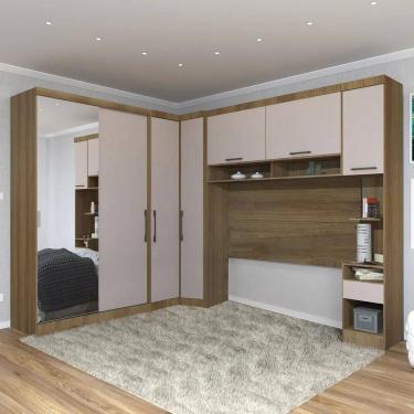 Imagem de Guarda Roupa Casal Modulado Espelho Cp06 Delphi Avelã/Cinnamon L01 - Mpozenato